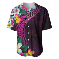 Hawaiian Plumeria-Polynesian Art Tattoo Plum Pink Color Baseball Jersey