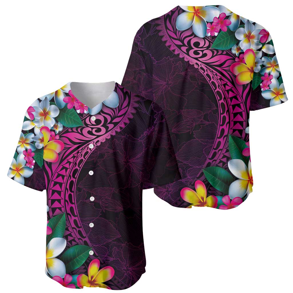 Hawaiian Plumeria-Polynesian Art Tattoo Plum Pink Color Baseball Jersey
