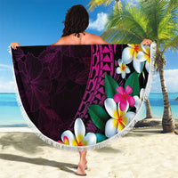 Hawaiian Plumeria-Polynesian Art Tattoo Plum Pink Color Beach Blanket