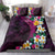 Hawaiian Plumeria-Polynesian Art Tattoo Plum Pink Color Bedding Set