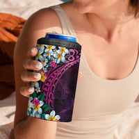 Hawaiian Plumeria-Polynesian Art Tattoo Plum Pink Color 4 in 1 Can Cooler Tumbler