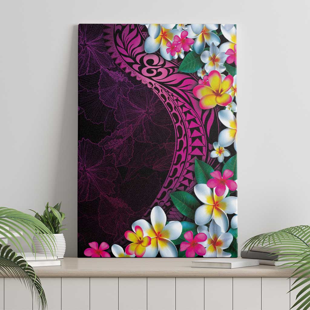 Hawaiian Plumeria-Polynesian Art Tattoo Plum Pink Color Canvas Wall Art LT03 - Polynesian Pride