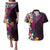 Hawaiian Plumeria-Polynesian Art Tattoo Plum Pink Color Couples Matching Puletasi and Hawaiian Shirt