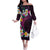 Hawaiian Plumeria-Polynesian Art Tattoo Plum Pink Color Family Matching Off The Shoulder Long Sleeve Dress and Hawaiian Shirt