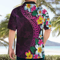 Hawaiian Plumeria-Polynesian Art Tattoo Plum Pink Color Hawaiian Shirt