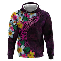 Hawaiian Plumeria-Polynesian Art Tattoo Plum Pink Color Hoodie