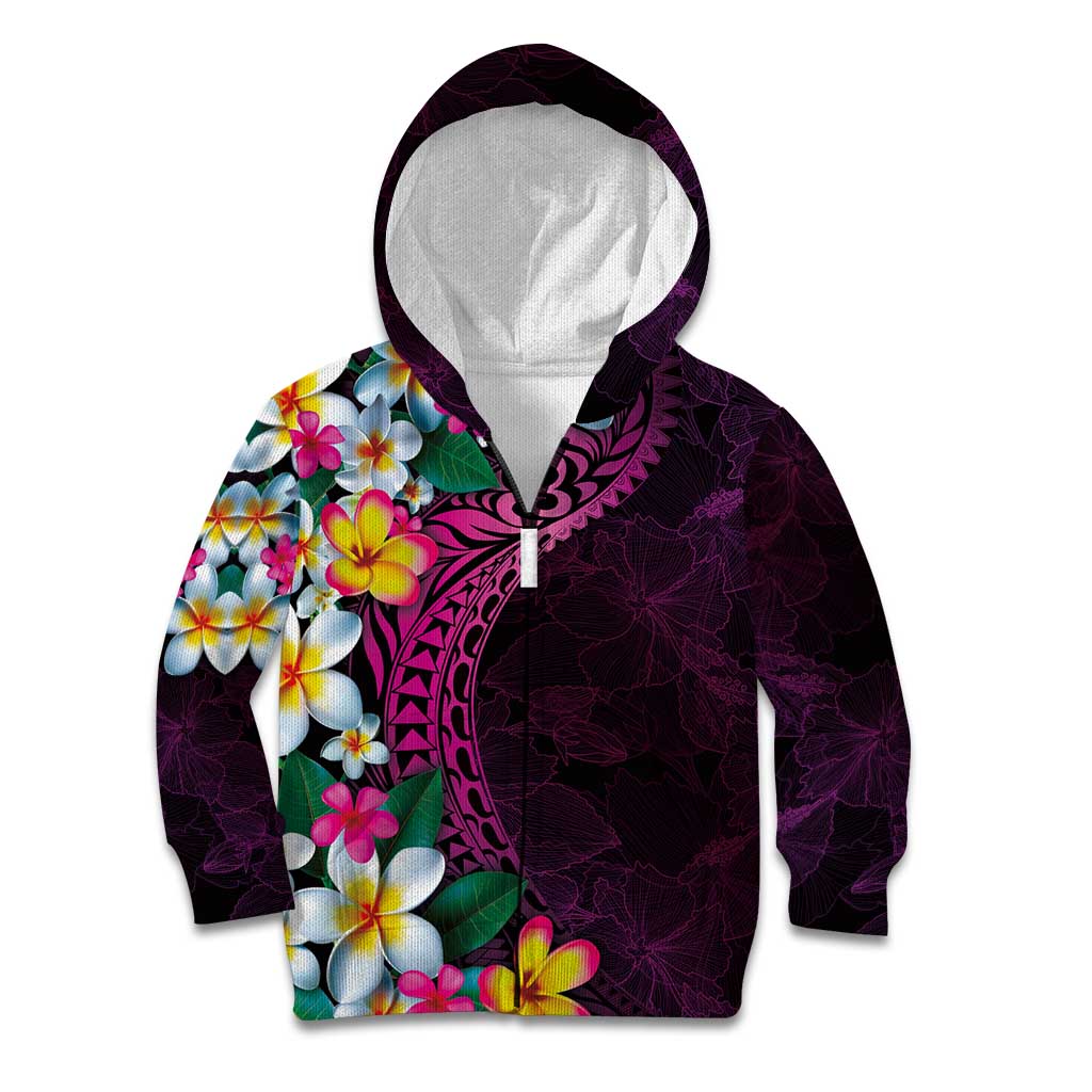 Hawaiian Plumeria-Polynesian Art Tattoo Plum Pink Color Kid Hoodie