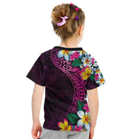 Hawaiian Plumeria-Polynesian Art Tattoo Plum Pink Color Kid T Shirt