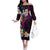 Hawaiian Plumeria-Polynesian Art Tattoo Plum Pink Color Off The Shoulder Long Sleeve Dress