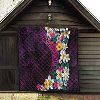 Hawaiian Plumeria-Polynesian Art Tattoo Plum Pink Color Quilt