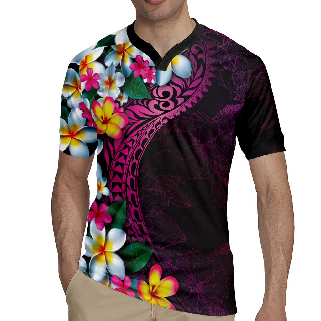Hawaiian Plumeria-Polynesian Art Tattoo Plum Pink Color Rugby Jersey