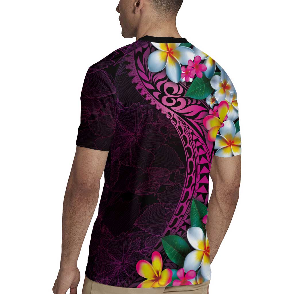 Hawaiian Plumeria-Polynesian Art Tattoo Plum Pink Color Rugby Jersey