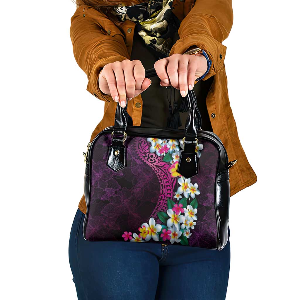 Hawaiian Plumeria-Polynesian Art Tattoo Plum Pink Color Shoulder Handbag LT03 One Size Pink - Polynesian Pride