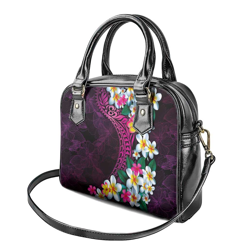 Hawaiian Plumeria-Polynesian Art Tattoo Plum Pink Color Shoulder Handbag