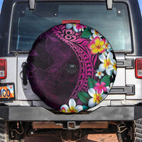 Hawaiian Plumeria-Polynesian Art Tattoo Plum Pink Color Spare Tire Cover