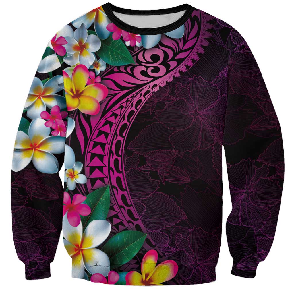 Hawaiian Plumeria-Polynesian Art Tattoo Plum Pink Color Sweatshirt