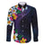 Hawaiian Plumeria-Polynesian Art Tattoo Frosted Blue Violet Color Family Matching Off Shoulder Short Dress and Hawaiian Shirt