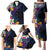 Hawaiian Plumeria-Polynesian Art Tattoo Frosted Blue Violet Color Family Matching Puletasi and Hawaiian Shirt