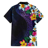 Hawaiian Plumeria-Polynesian Art Tattoo Frosted Blue Violet Color Family Matching Puletasi and Hawaiian Shirt