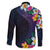 Hawaiian Plumeria-Polynesian Art Tattoo Frosted Blue Violet Color Family Matching Summer Maxi Dress and Hawaiian Shirt
