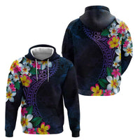 Hawaiian Plumeria-Polynesian Art Tattoo Frosted Blue Violet Color Hoodie