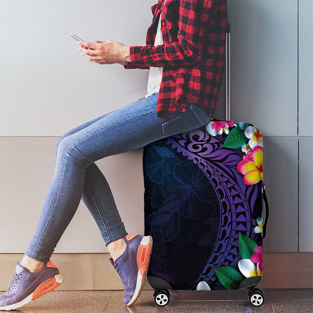 Hawaiian Plumeria-Polynesian Art Tattoo Frosted Blue Violet Color Luggage Cover