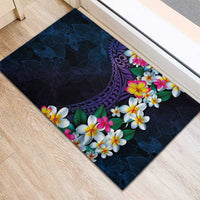 Hawaiian Plumeria-Polynesian Art Tattoo Frosted Blue Violet Color Rubber Doormat LT03 - Polynesian Pride