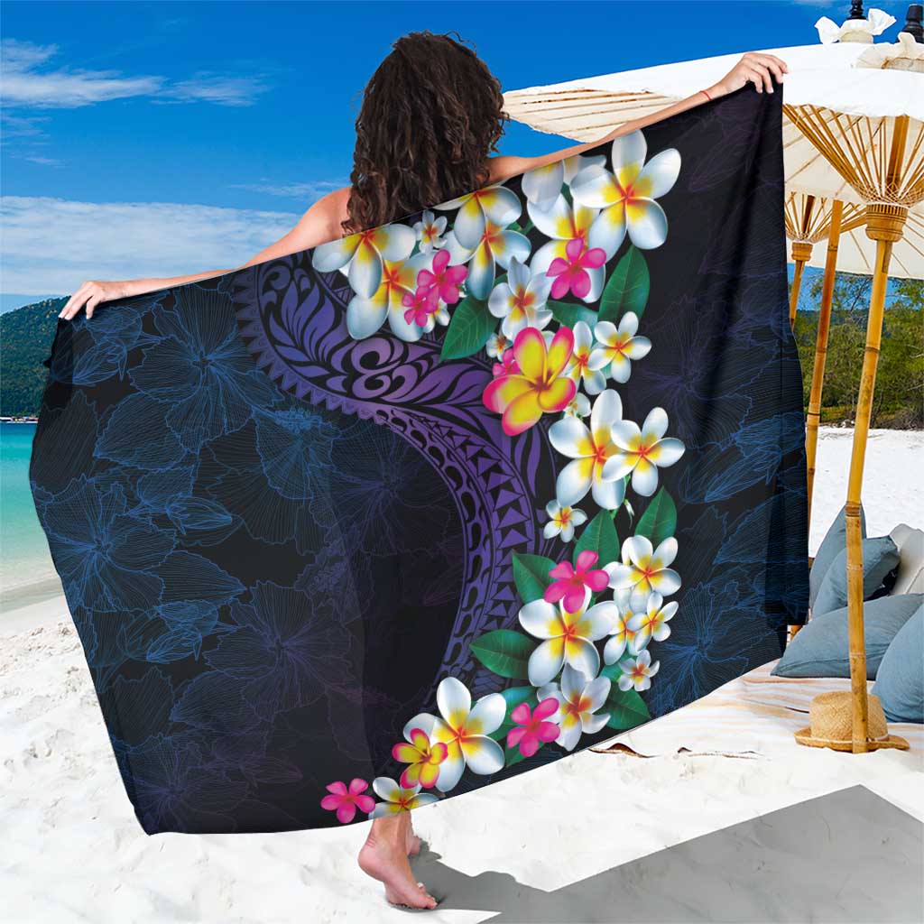Hawaiian Plumeria-Polynesian Art Tattoo Frosted Blue Violet Color Sarong LT03 One Size 44 x 66 inches Blue - Polynesian Pride