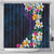 Hawaiian Plumeria-Polynesian Art Tattoo Frosted Blue Violet Color Shower Curtain