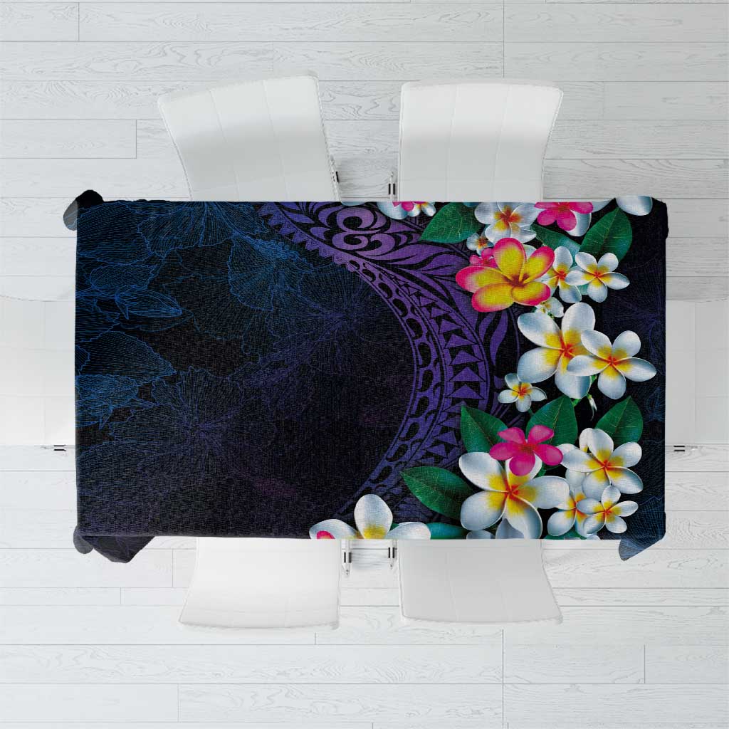 Hawaiian Plumeria-Polynesian Art Tattoo Frosted Blue Violet Color Tablecloth LT03 Blue - Polynesian Pride