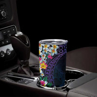 Hawaiian Plumeria-Polynesian Art Tattoo Frosted Blue Violet Color Tumbler Cup