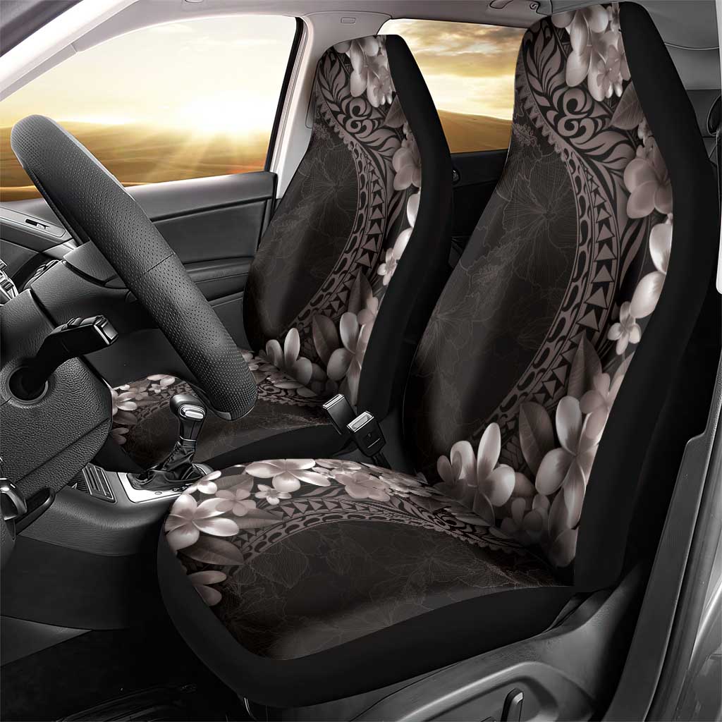 Hawaiian Plumeria-Polynesian Art Tattoo Grayscale Color Car Seat Cover