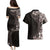 Hawaiian Plumeria-Polynesian Art Tattoo Grayscale Color Couples Matching Puletasi and Hawaiian Shirt