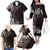 Hawaiian Plumeria-Polynesian Art Tattoo Grayscale Color Family Matching Off The Shoulder Long Sleeve Dress and Hawaiian Shirt
