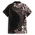 Hawaiian Plumeria-Polynesian Art Tattoo Grayscale Color Family Matching Off Shoulder Short Dress and Hawaiian Shirt