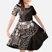 Hawaiian Plumeria-Polynesian Art Tattoo Grayscale Color Family Matching Puletasi and Hawaiian Shirt