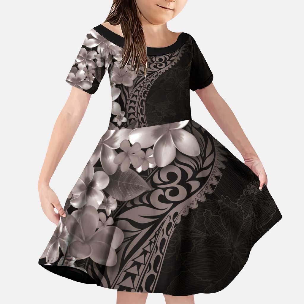 Hawaiian Plumeria-Polynesian Art Tattoo Grayscale Color Family Matching Summer Maxi Dress and Hawaiian Shirt