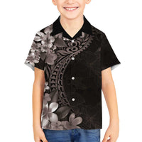Hawaiian Plumeria-Polynesian Art Tattoo Grayscale Color Family Matching Summer Maxi Dress and Hawaiian Shirt