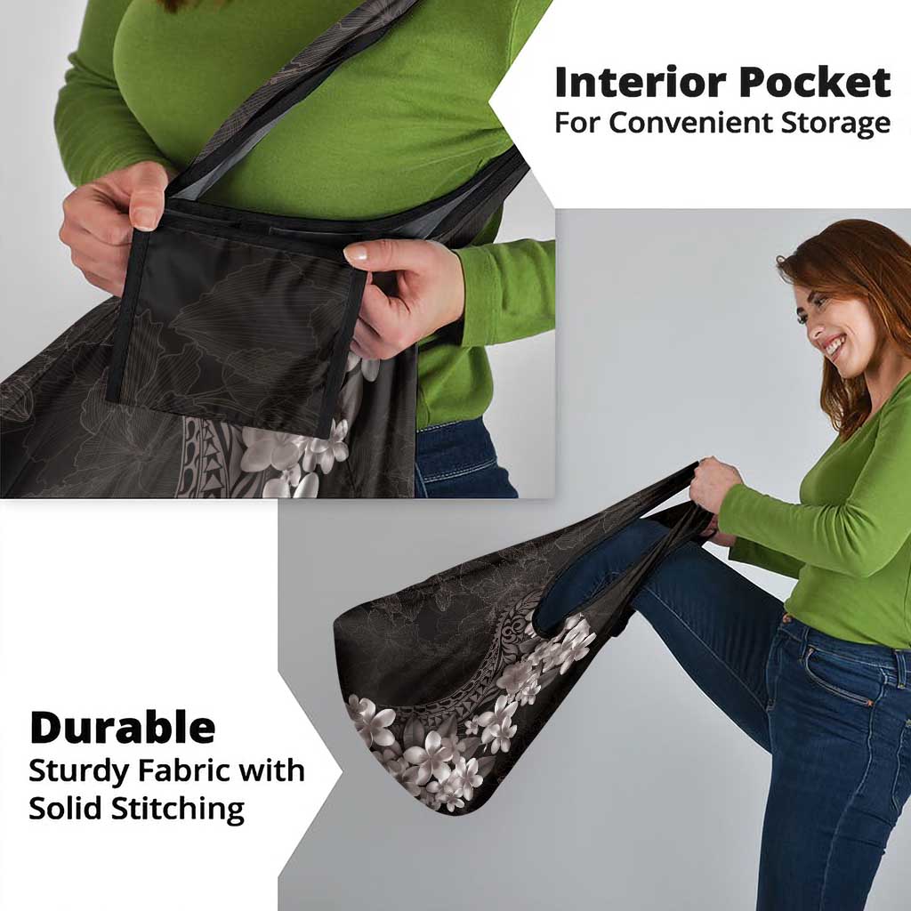 Hawaiian Plumeria-Polynesian Art Tattoo Grayscale Color Grocery Bag