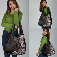 Hawaiian Plumeria-Polynesian Art Tattoo Grayscale Color Grocery Bag