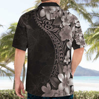 Hawaiian Plumeria-Polynesian Art Tattoo Grayscale Color Hawaiian Shirt