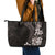 Hawaiian Plumeria-Polynesian Art Tattoo Grayscale Color Leather Tote Bag