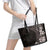 Hawaiian Plumeria-Polynesian Art Tattoo Grayscale Color Leather Tote Bag