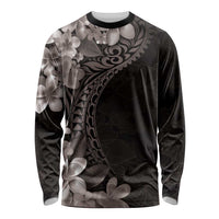Hawaiian Plumeria-Polynesian Art Tattoo Grayscale Color Long Sleeve Shirt