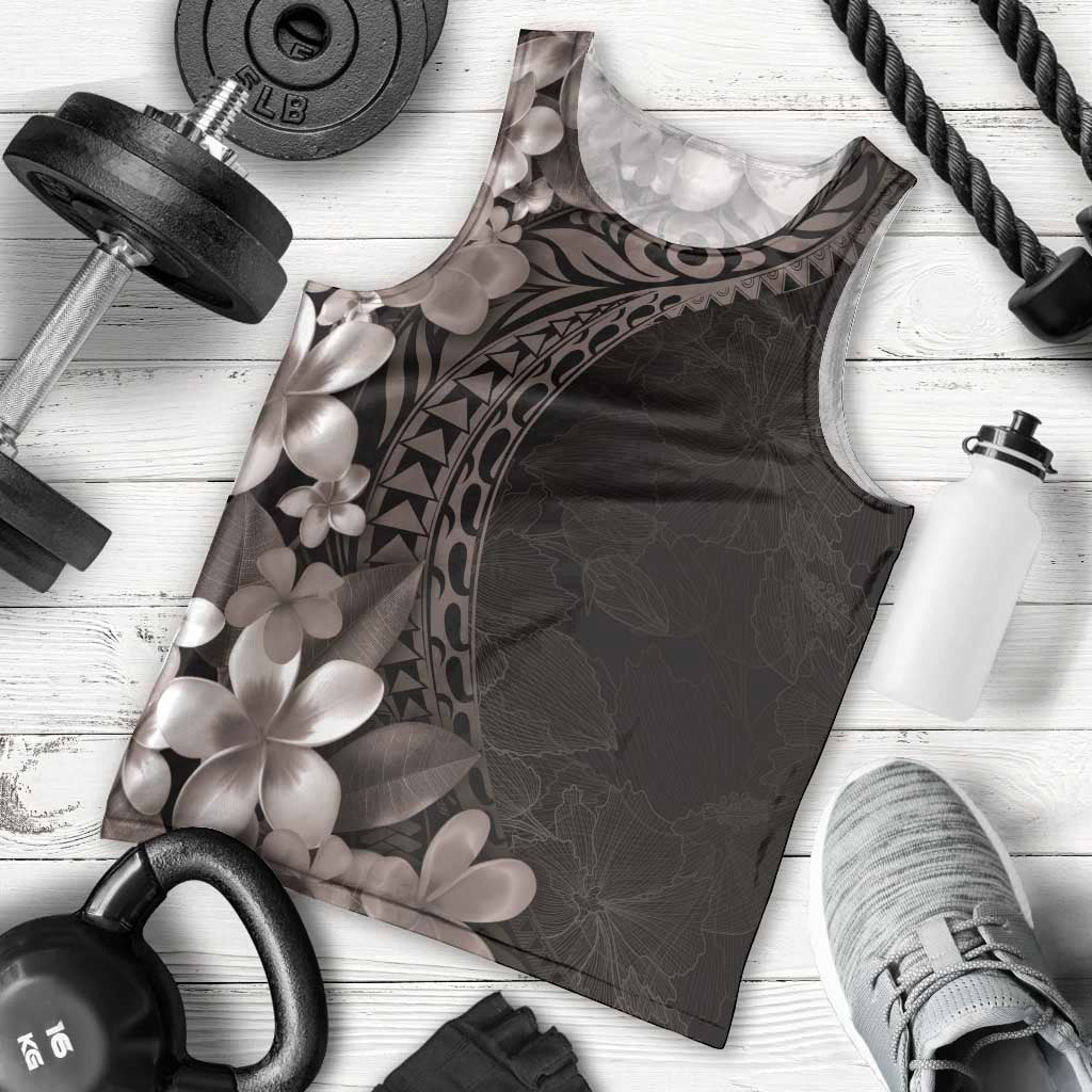 Hawaiian Plumeria-Polynesian Art Tattoo Grayscale Color Men Tank Top