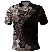 Hawaiian Plumeria-Polynesian Art Tattoo Grayscale Color Polo Shirt