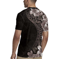 Hawaiian Plumeria-Polynesian Art Tattoo Grayscale Color Rugby Jersey