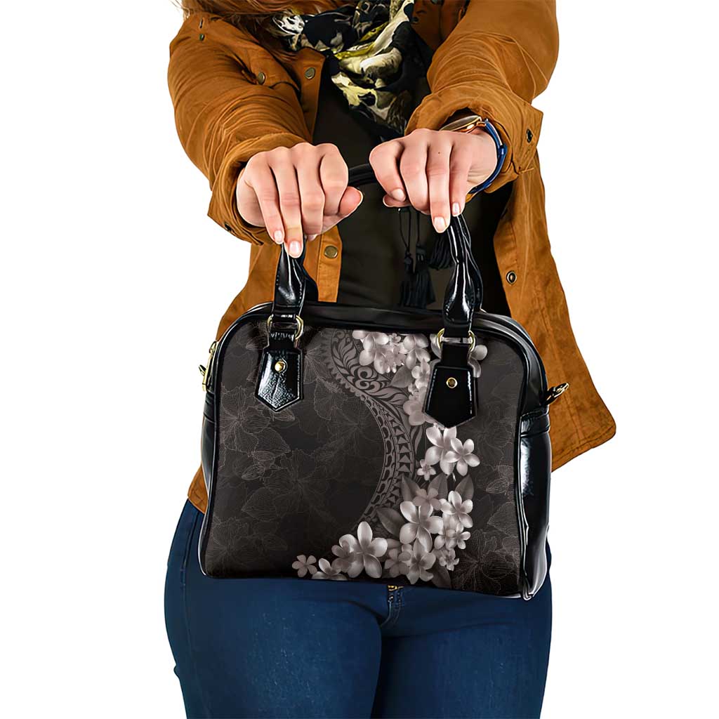 Hawaiian Plumeria-Polynesian Art Tattoo Grayscale Color Shoulder Handbag LT03 One Size Gray - Polynesian Pride