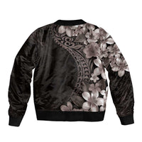 Hawaiian Plumeria-Polynesian Art Tattoo Grayscale Color Sleeve Zip Bomber Jacket LT03 - Polynesian Pride