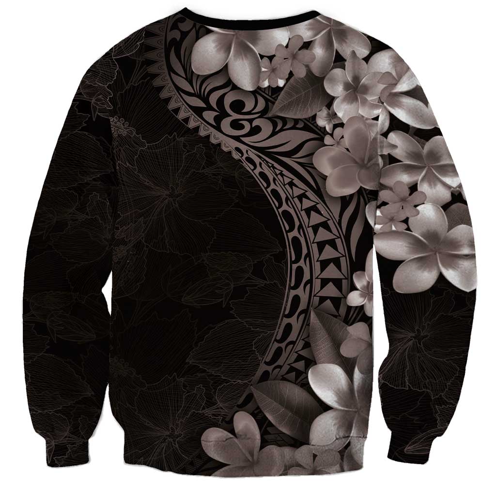 Hawaiian Plumeria-Polynesian Art Tattoo Grayscale Color Sweatshirt